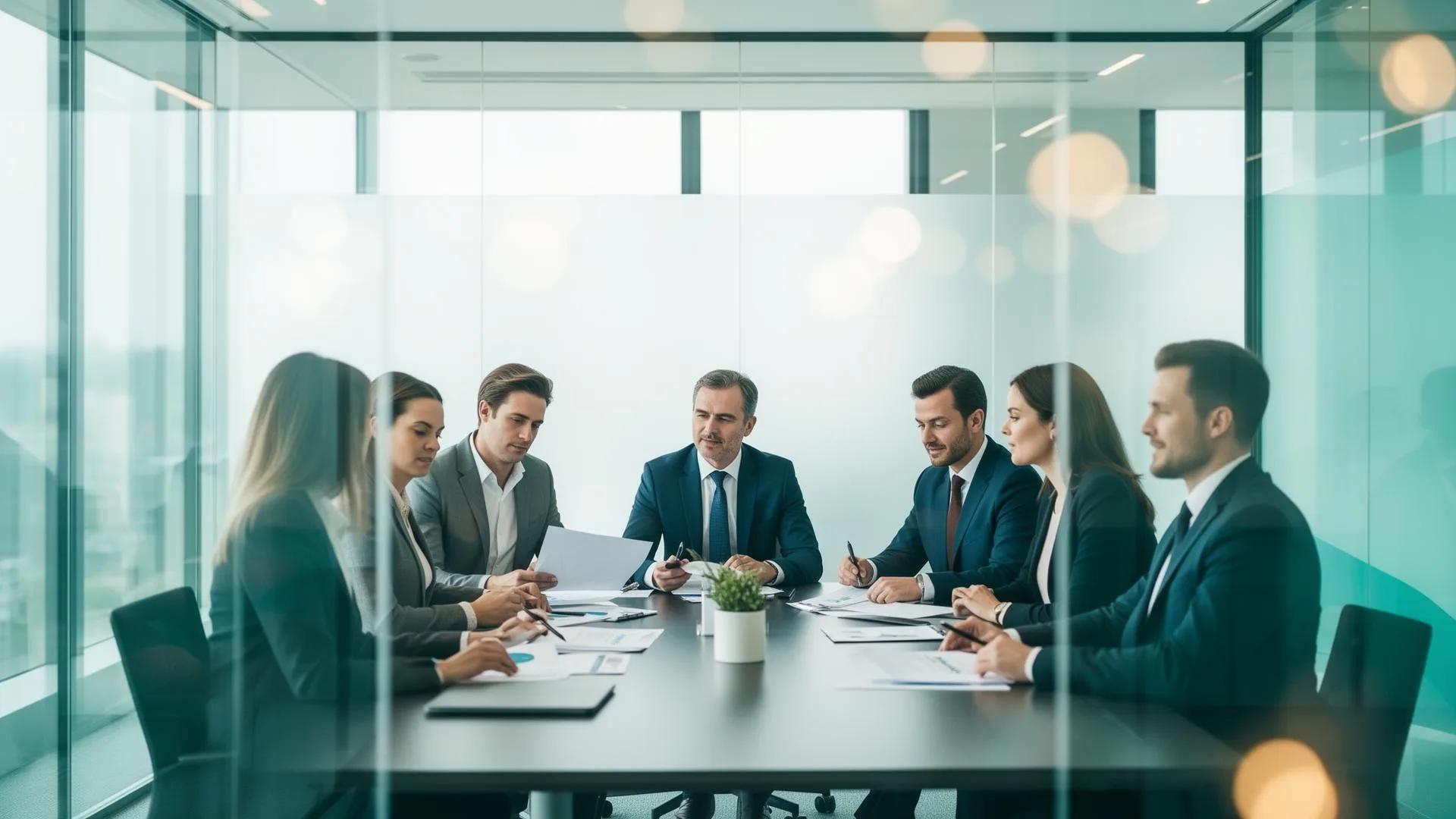 Equipo ejecutivo en reunión de directorio